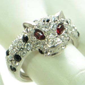 Kenneth Jay Lane Crystal Leopard Ring